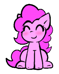 Size: 400x500 | Tagged: safe, artist:zutcha, pinkie pie, earth pony, pony, g4, ^^, animated, blushing, cute, diapinkes, eyes closed, female, full body, gif, loop, mare, pink mane, pink tail, simple background, sitting, smiling, solo, tail, transparent background