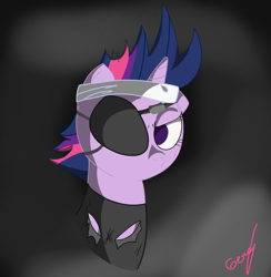 Size: 2208x2264 | Tagged: safe, artist:realgero, twilight sparkle, pony, unicorn, g4, bust, eyepatch, future twilight, high res, solo