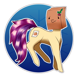 Size: 2160x2160 | Tagged: safe, artist:darmetyt, oc, oc:paper bag, earth pony, pony, fake cutie mark, high res, holly, paper bag, solo