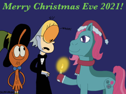 Size: 500x375 | Tagged: safe, artist:wanderfan2000, minty, g3, christmas, crossover, holiday, kid cosmic, wander (wander over yonder), wander over yonder