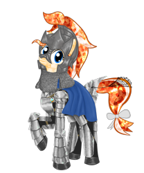 Size: 1500x1800 | Tagged: safe, artist:tentajack, oc, oc only, oc:carnelian charade, crystal pony, accessory, armor, armored pony, cape, clothes, royal quest, simple background, transparent background