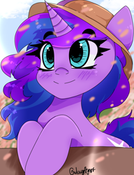 Size: 1800x2346 | Tagged: safe, artist:galaxynightt, oc, oc only, oc:cyan nova fae, pony, unicorn, beach, female, hat, mare, solo