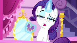 Size: 1280x720 | Tagged: safe, screencap, rarity, pony, unicorn, do princesses dream of magic sheep, g4, season 5, comb, cropped, glowing, glowing horn, half asleep, horn, levitation, magic, raised eyebrow, solo, telekinesis