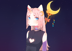 Size: 2300x1641 | Tagged: safe, artist:qawakie, oc, oc only, unicorn, anthro, bust, choker, female, horn, solo