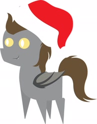 Size: 1594x2048 | Tagged: artist needed, safe, oc, oc:devin, bat pony, pony, bat pony oc, christmas, cute, cute little fangs, fangs, hat, holiday, male, pointy ponies, santa hat, simple background, smiling, stallion, white background