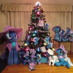 Size: 540x540 | Tagged: safe, artist:konpeito, trixie, g4, christmas, christmas tree, collection, holiday, irl, photo, plushie, tree