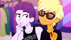 Size: 1280x721 | Tagged: safe, artist:felux, dirk thistleweed, ragamuffin (g4), human, equestria girls, g4, my little pony equestria girls: better together, gay, glasses, male, ragadirk, shipping
