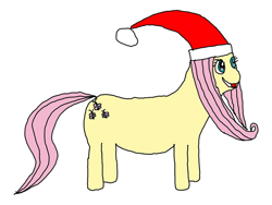 Size: 720x540 | Tagged: artist needed, safe, fluttershy, earth pony, pony, g4, 1000 hours in ms paint, christmas, earth pony fluttershy, encyclopedia dramatica, female, hat, holiday, mare, ms paint, race swap, santa hat, simple background, solo, stylistic suck, white background