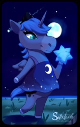 Size: 1066x1672 | Tagged: safe, artist:silentwulv, princess luna, alicorn, horse, semi-anthro, g4, animal crossing, arm hooves, clothes, dress, female, hoers, letterboxing, mare, solo