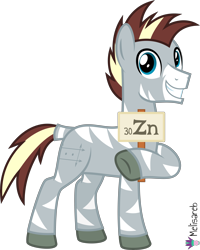 Size: 4000x4990 | Tagged: safe, artist:melisareb, oc, oc only, oc:zee zinc, original species, zebra, .svg available, absurd resolution, male, object zebra, periodic table, sign, simple background, smiling, solo, stallion, transparent background, vector, zinc