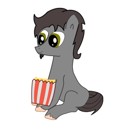 Size: 2812x2904 | Tagged: safe, artist:unreal sergey, oc, oc only, oc:fanciful dust, earth pony, pony, 2022 community collab, derpibooru community collaboration, blank flank, food, high res, popcorn, simple background, solo, transparent background, unshorn fetlocks
