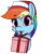 Size: 3733x4750 | Tagged: safe, artist:dacaoo, rainbow dash, pegasus, pony, g4, bust, cheek fluff, christmas, cute, dacaoo is trying to murder us, dashabetes, female, hat, holiday, looking at you, mare, mouth hold, present, santa hat, simple background, solo, transparent background