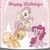 Size: 1080x1080 | Tagged: safe, artist:mylittleponyjpn, applejack, fluttershy, pinkie pie, earth pony, pegasus, pony, g4, official, christmas, holiday, instagram, japan, sitting