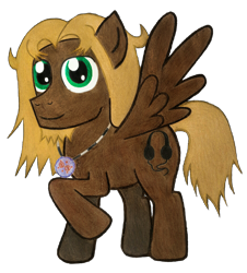 Size: 1873x2073 | Tagged: safe, artist:count oxymagomedov sear, oc, oc only, oc:mellow rhythm, pegasus, pony, 2022 community collab, derpibooru community collaboration, beard, facial hair, jewelry, long mane, necklace, simple background, solo, spread wings, traditional art, transparent background, wings