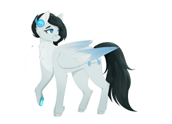 Size: 3327x2390 | Tagged: safe, artist:nyota71, derpibooru exclusive, oc, oc only, oc:violina, pegasus, pony, 2022 community collab, derpibooru community collaboration, belly fluff, colored wings, female, high res, mare, music, music player, simple background, solo, transparent background, unshorn fetlocks, wings