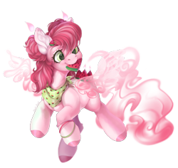 Size: 1565x1477 | Tagged: safe, artist:shady-bush, oc, original species, pony, scented pony, closed species, female, food, herbivore, mare, mouth hold, simple background, solo, transparent background, watermelon