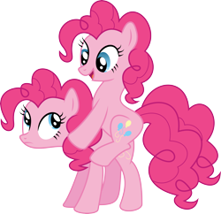 Size: 5559x5380 | Tagged: safe, artist:mysteriouskaos, pinkie pie, earth pony, pony, g4, too many pinkie pies, absurd resolution, clone, female, mare, piggyback ride, pinkie clone, ponies riding ponies, riding, self riding, simple background, transparent background, vector