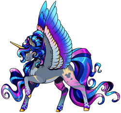 Size: 2654x2480 | Tagged: safe, artist:oneiria-fylakas, oc, oc:princess fantasy, alicorn, pony, colored wings, female, high res, mare, multicolored wings, rainbow power, simple background, solo, transparent background, wings
