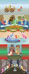 Size: 4320x10800 | Tagged: safe, anonymous artist, apple bloom, applejack, big macintosh, braeburn, cloudy quartz, fluttershy, gentle breeze, granny smith, igneous rock pie, limestone pie, marble pie, maud pie, pinkie pie, posey shy, rainbow dash, rarity, twilight sparkle, zephyr breeze, oc, oc:late riser, alicorn, earth pony, pegasus, pony, unicorn, series:fm holidays, series:hearth's warming advent calendar 2021, absurd resolution, advent calendar, apple family, baby, baby bottle, baby pony, banjo, blush sticker, blushing, bonsai, cactus, cart, chocolate, christmas, christmas cookies, christmas lights, christmas ornament, clothes, colt, comic, cookie, cooking pot, couch, cowboy hat, cup, decoration, earmuffs, family, female, filly, fireplace, floppy ears, foal, food, frown, garland, grandmother and grandchild, grandmother and grandson, great grandmother and great grandchild, grin, hat, hatless, heartbroken marble, holding a pony, holiday, hot chocolate, jacket, lineless, male, mane six, mare, missing accessory, mug, musical instrument, offspring, onomatopoeia, open mouth, open smile, oversized clothes, oversized hat, parent:big macintosh, parent:fluttershy, parents:fluttermac, pie family, pie family home, pointy ponies, pronking, rock, rock soup, scarf, ship:fluttermac, shipping, singing, sitting, sleeping, smiling, snow, sound effects, soup, sprinkles, stallion, straight, table, teacup, twilight sparkle (alicorn), wall of tags, washboard, whipped cream, winter, winter clothes, wreath, zzz