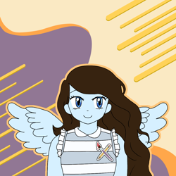 Size: 1000x1000 | Tagged: safe, artist:limateded, oc, oc only, oc:krissy, human, anime, clothes, commission, female, humanized, pony coloring, solo, tank top, winged humanization, wings