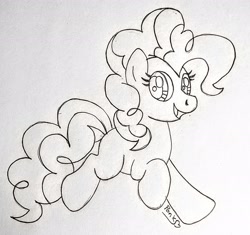 Size: 2652x2493 | Tagged: safe, artist:ponkus, pinkie pie, earth pony, pony, g4, cute, high res, missing cutie mark, sketch, solo, traditional art