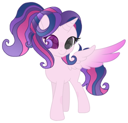 Size: 1089x1052 | Tagged: safe, anonymous artist, oc, oc only, alicorn, pony, 2022 community collab, derpibooru community collaboration, heterochromia, multicolored mane, multicolored tail, simple background, solo, tail, transparent background