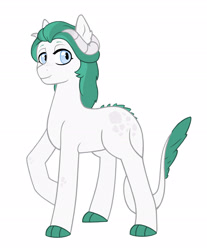 Size: 2228x2692 | Tagged: safe, artist:rukawa93, oc, oc only, oc:crystal gem, dracony, hybrid, female, high res, horns, interspecies offspring, mare, offspring, parent:rarity, parent:spike, parents:sparity, simple background, solo, white background