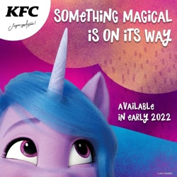 Size: 1080x1080 | Tagged: safe, izzy moonbow, pony, unicorn, g5, my little pony: a new generation, official, female, implied gallus, indonesia, instagram, kfc, mare, solo