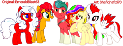 Size: 1024x386 | Tagged: safe, artist:shafiqhafizi70, hitch trailblazer, izzy moonbow, pipp petals, sunny starscout, zipp storm, oc, earth pony, pegasus, pony, unicorn, g5, my little pony: a new generation, 1000 hours in ms paint, indonesia, nation ponies, photo, recolor