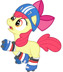 Size: 2500x2880 | Tagged: safe, artist:wildtiel, apple bloom, earth pony, pony, g4, female, filly, foal, helmet, high res, roller skates, simple background, transparent background