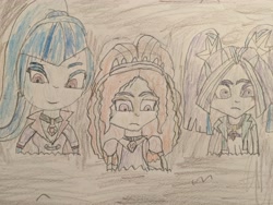 Size: 4032x3024 | Tagged: safe, artist:wahknight, adagio dazzle, aria blaze, sonata dusk, equestria girls, g4, my little pony equestria girls: rainbow rocks, mud, quicksand, sinking, stuck, the dazzlings, traditional art