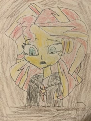 Size: 3024x4032 | Tagged: safe, artist:wahknight, sunset shimmer, equestria girls, g4, female, mud, quicksand, sinking, solo, stuck, traditional art