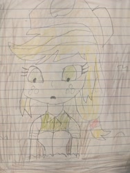 Size: 3024x4032 | Tagged: safe, artist:wahknight, applejack, equestria girls, g4, lined paper, mud, quicksand, sinking, stuck, traditional art