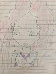 Size: 3024x4032 | Tagged: safe, artist:wahknight, pinkie pie, equestria girls, g4, grin, lined paper, mud, quicksand, sinking, smiling, stuck, traditional art