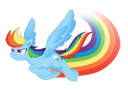 Size: 2000x1449 | Tagged: safe, artist:voxaro, rainbow dash, pegasus, pony, g4, female, flying, mare, rainbow trail, simple background, smiling, solo, transparent background