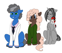 Size: 2500x2160 | Tagged: safe, artist:brainiac, oc, oc only, oc:blackjack, oc:buckminster, oc:somber, oc:uncharted pages, pony, unicorn, 2022 community collab, derpibooru community collaboration, fallout equestria, fallout equestria: project horizons, chest fluff, high res, simple background, transparent background