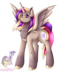 Size: 4601x5135 | Tagged: safe, artist:mailner, owlowiscious, twilight sparkle, alicorn, bird, owl, pony, g4, absurd resolution, fusion, hooves, horn, looking at you, redesign, simple background, solo, spread wings, transparent background, twilight sparkle (alicorn), wings