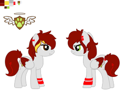 Size: 2828x2121 | Tagged: safe, artist:euphorictheory, oc, oc only, pegasus, pony, arm band, bio in description, colored wings, ear piercing, female, hairband, heterochromia, high res, mare, piercing, reference sheet, simple background, solo, transparent background, wings