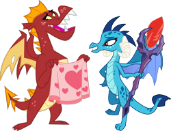 Size: 1215x934 | Tagged: safe, artist:melisareb, artist:topaz7373, edit, garble, princess ember, dragon, g4, gauntlet of fire, sweet and smoky, .svg available, blanket, bloodstone scepter, cute, dragon lord ember, dragoness, female, freckles, gardorable, heart, male, ship:emble, shipping, simple background, straight, transparent background, vector