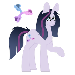 Size: 2449x2449 | Tagged: safe, artist:queenderpyturtle, oc, pony, unicorn, glasses, high res, male, offspring, parent:stygian, parent:tempest shadow, simple background, solo, stallion, transparent background