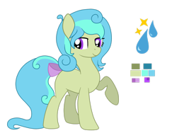 Size: 2828x2121 | Tagged: safe, artist:euphorictheory, oc, oc only, oc:star drop, earth pony, pony, bow, earth pony oc, female, full body, high res, mare, purple eyes, raised hoof, reference sheet, simple background, smiling, solo, standing, tail, tail bow, transparent background, two toned mane, two toned tail