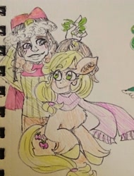 Size: 2755x3618 | Tagged: safe, artist:mimiporcellini, applejack, earth pony, human, g4, crossover, crossover shipping, high res, hol horse, holjack, interspecies, jojo's bizarre adventure, shipping, sketch, traditional art