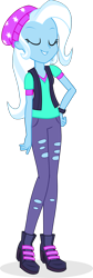 Size: 730x2162 | Tagged: safe, artist:dustinwatsongkx, trixie, equestria girls, g4, alternate design, beanie, clothes swap, eyes closed, hat, simple background, solo, transparent background, vector