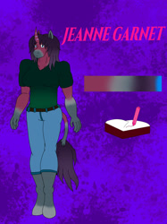 Size: 1280x1707 | Tagged: safe, artist:rionix15, oc, oc:jeanne garnet, anthro, casual, reference sheet, solo
