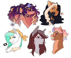 Size: 2354x1930 | Tagged: safe, artist:royvdhel-art, oc, oc only, oc:breaking dawn, oc:scarlet quill, earth pony, pony, bust, chest fluff, ear fluff, female, glasses, heart, male, mare, multicolored hair, pictogram, rainbow hair, simple background, smiling, stallion, transparent background