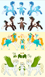 Size: 5420x9281 | Tagged: safe, artist:royvdhel-art, oc, oc only, earth pony, pegasus, pony, anthro, anthro with ponies, earth pony oc, pegasus oc, reference sheet, smiling, wings