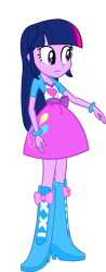 Size: 677x1723 | Tagged: safe, artist:dustinwatsongkx, twilight sparkle, equestria girls, g4, my little pony equestria girls, boots, clothes swap, high heel boots, pinkie pie's skirt, shoes, simple background, solo, transparent background, vector