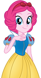 Size: 1024x1938 | Tagged: safe, artist:emeraldblast63, pinkie pie, equestria girls, g4, clothes, clothes swap, cosplay, costume, disney, disney princess, dress, gown, puffy sleeves, simple background, snow white, solo, transparent background