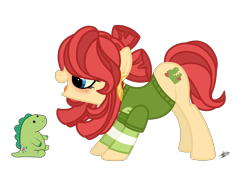 Size: 4046x2817 | Tagged: safe, artist:mint-light, artist:princessmoonsilver, oc, dinosaur, earth pony, pony, base used, clothes, female, high res, mare, mole, plushie, simple background, solo, sweater, transparent background