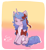 Size: 2573x2767 | Tagged: safe, artist:toxix kitkat, izzy moonbow, pony, unicorn, g5, my little pony: a new generation, abstract background, bedroom eyes, bow, chest fluff, cute, ear fluff, female, gradient background, hair bow, high res, izzybetes, lidded eyes, looking at you, mare, pale belly, ribbon, sitting, smiling, smiling at you, solo